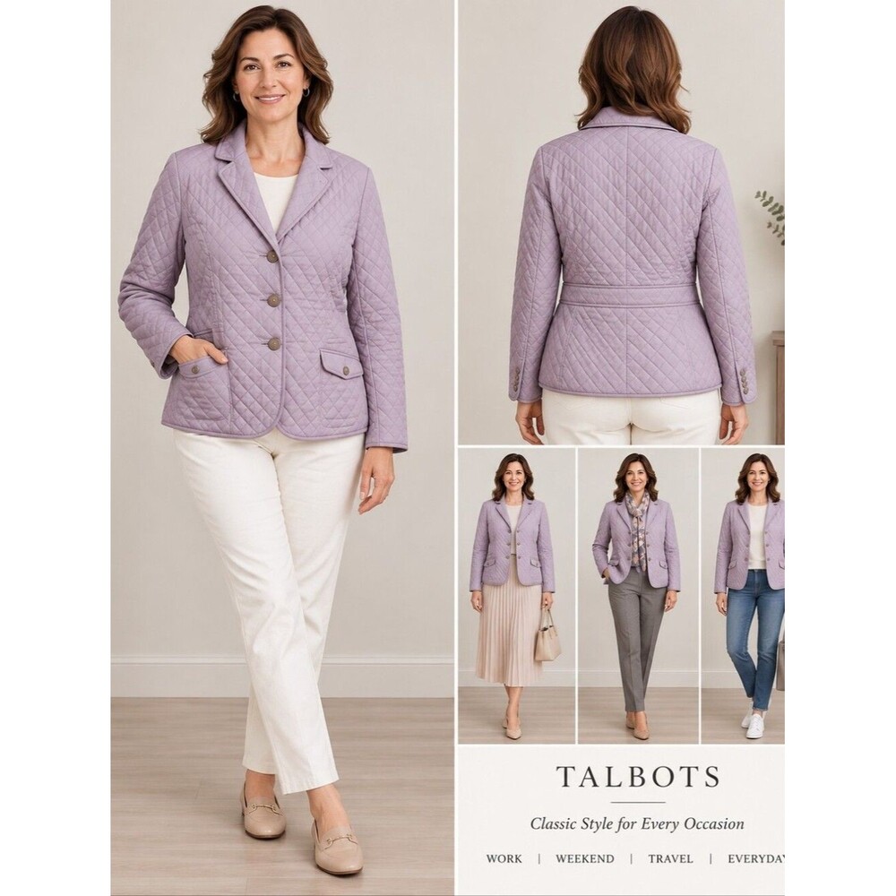 Tabots Petites women's quilted v-neck jacket coat, measurements for fit, est 16P